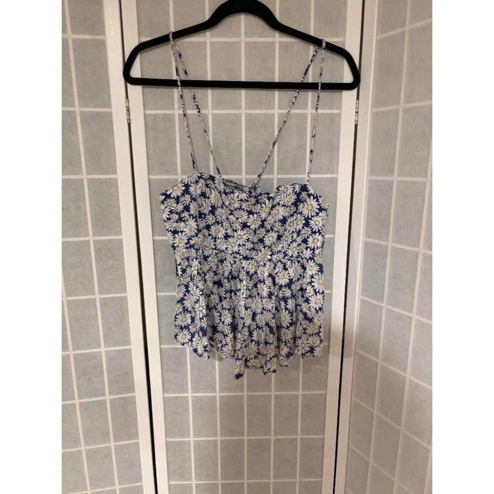 NWT Free People Blue Daisy Peplum Cami | Size L